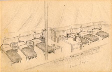 Sketch of C Ward, 18 General Hospital, Camiers 1916